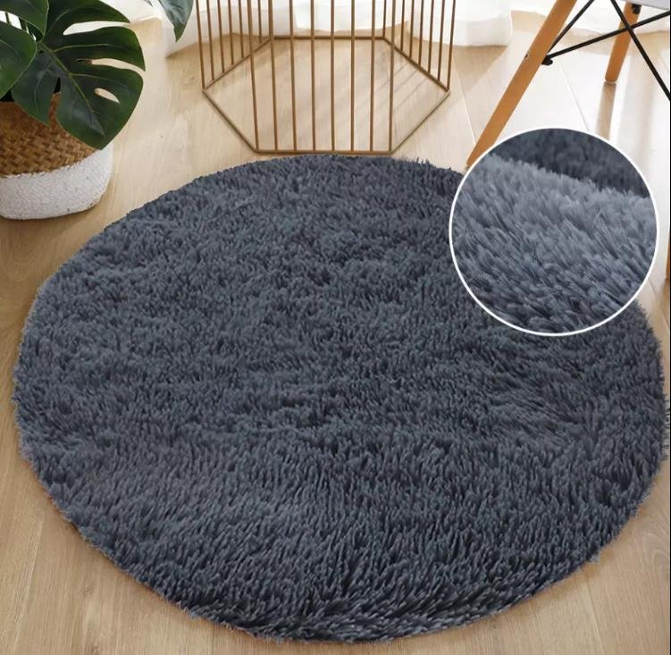 GRIS OSCURA REDONDA PELUDA 150X150