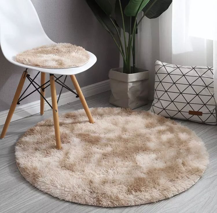 BEIGE JASPEADA REDONDA PELUDA 150X150