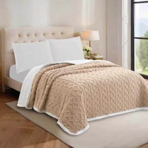 FRAZADA TRENZA BEIGE KING