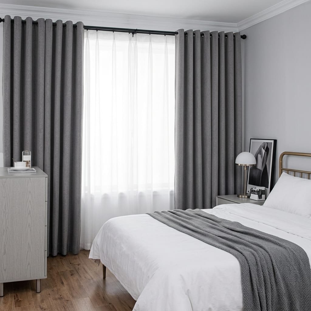 Cortina Blackout Engomada Gris