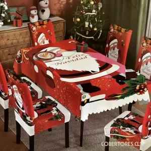 MANTEL + 6 FUNDAS DE SILLA NAVIDAD 11