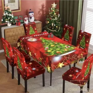 MANTEL + 6 FUNDAS DE SILLA NAVIDAD 10