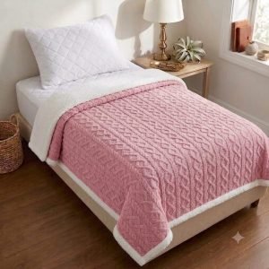 FRAZADA 150 x 200 CM TRENZA ROSA
