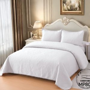 POMPOM BLANCO PLAZA Y MEDIA QUILT