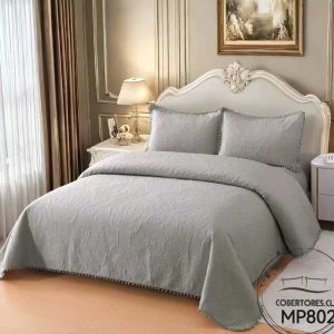 POMPOM GRIS PLAZA Y MEDIA QUILT