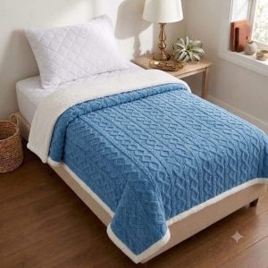 FRAZADA 150 x 200 CM TRENZA AZUL