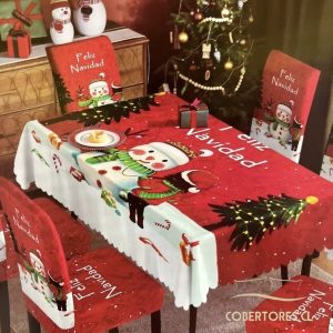 MANTEL + 6 FUNDAS DE SILLA NAVIDAD 01