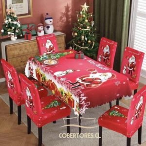 MANTEL + 6 FUNDAS DE SILLA NAVIDAD 09