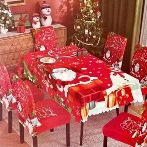 MANTEL + 6 FUNDAS DE SILLA NAVIDAD 02